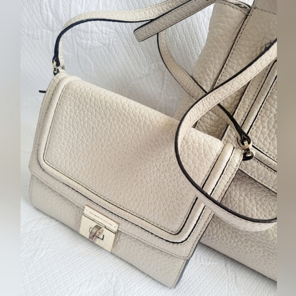 Kate Spade NY BANDLE Everett Way Tallulah Large & Crossbody Pebble Leather Cream - Picture 3 of 15